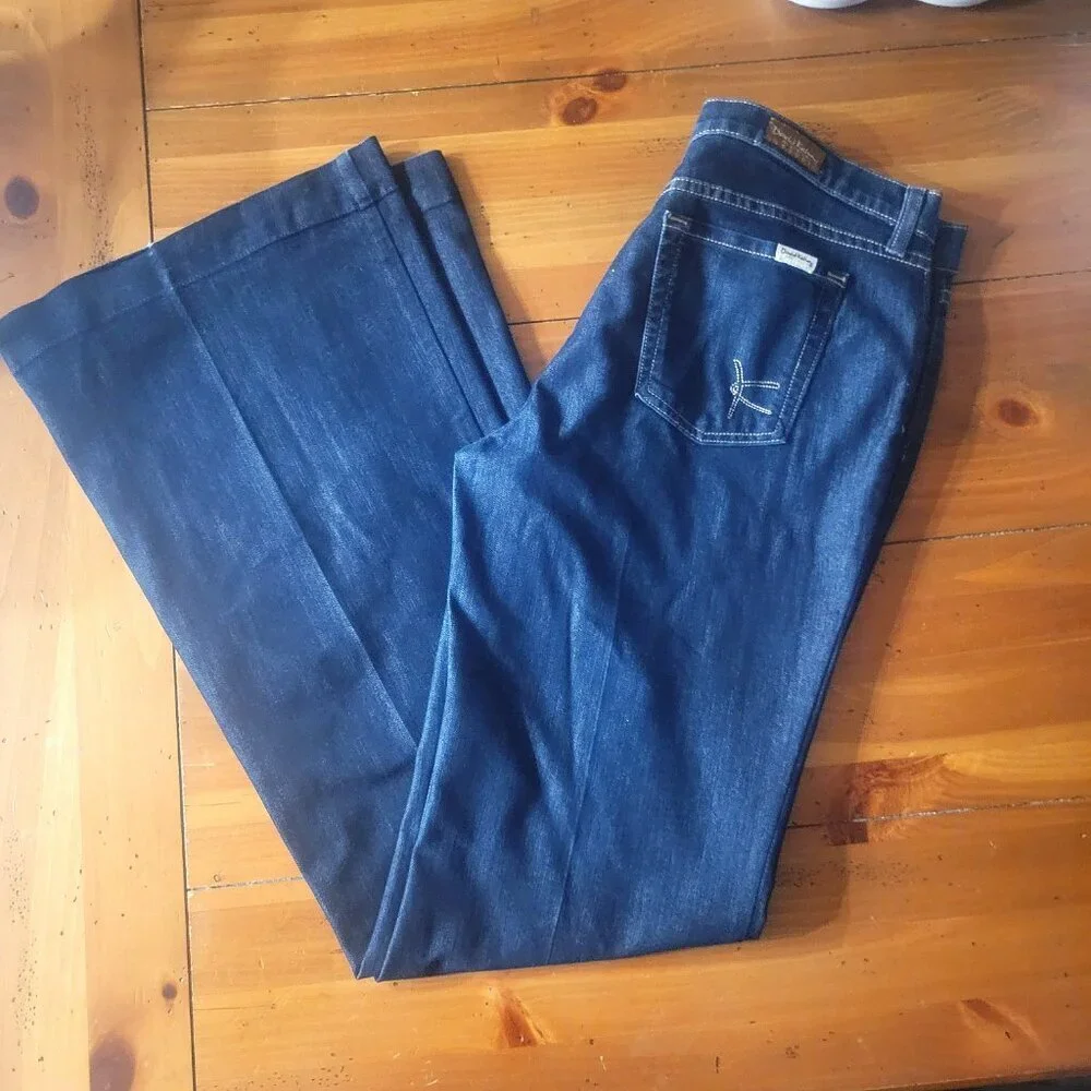 David Kahn Women's Dress Wide Leg Flare Jeans Dark Wash - Size - Picture 5 of 14